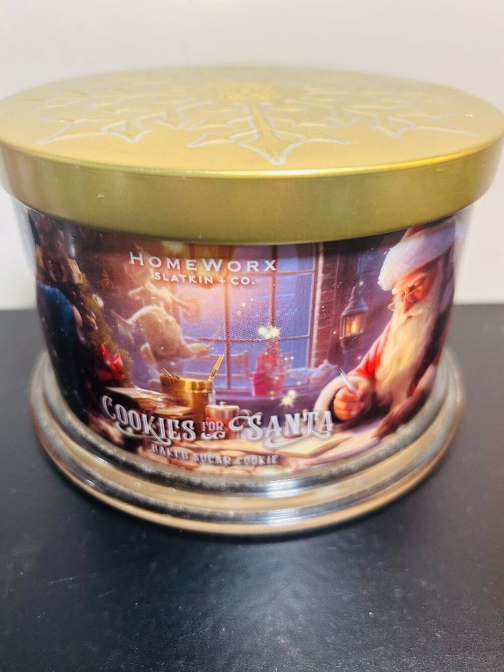HomeWorx by Slatkin Cookies for Santa 4-Wick 18oz Candle NEW